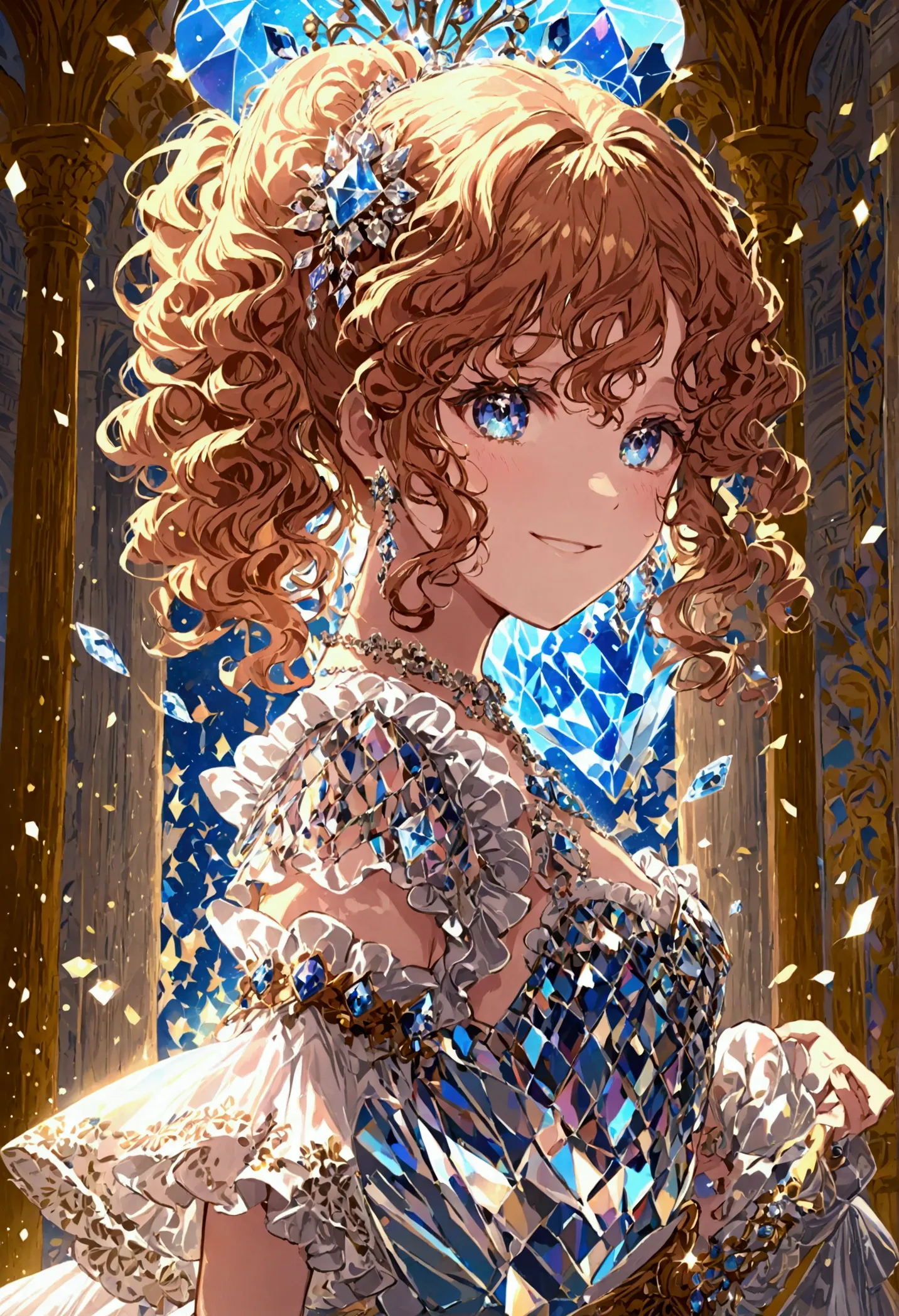 Dramatic composition, Court-style dress, Royal, nice, カスケードFrills, Frills, bow, Crystal Chandelier, Roman Curly Hairstyles, to p...