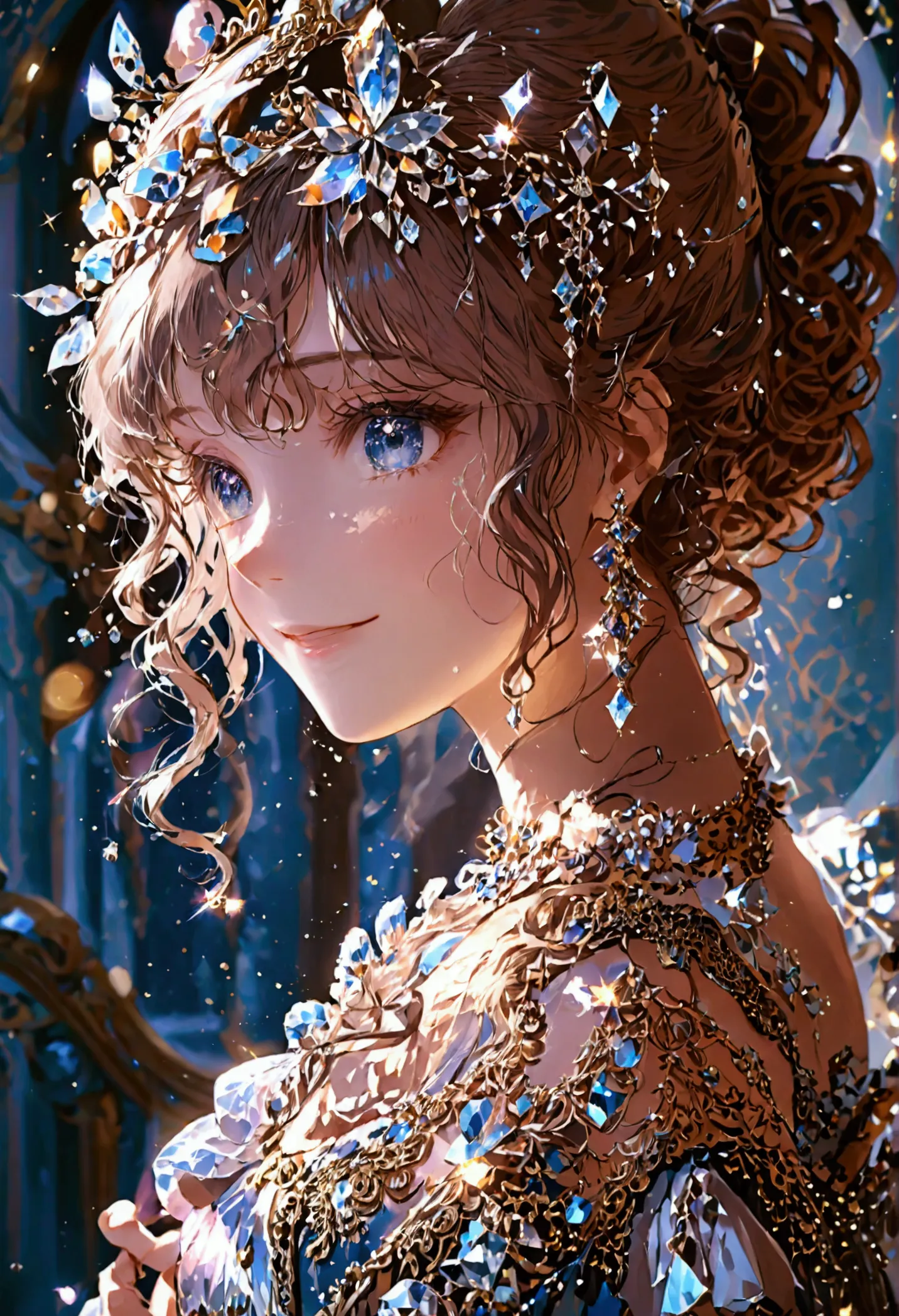 Dramatic composition, Court-style dress, Royal, nice, カスケードFrills, Frills, bow, Crystal Chandelier, Roman Curly Hairstyles, to p...