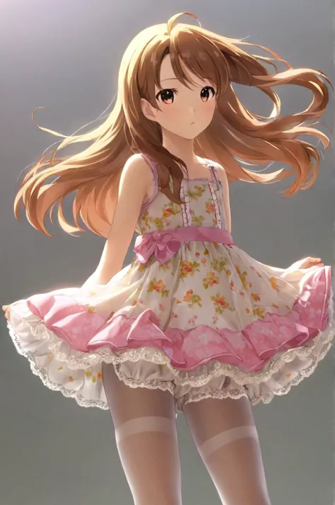 10 year old girl underwear, minase iori、realistic bloomers made from patterned cotton fabric, idol one-piece dress with panniers...