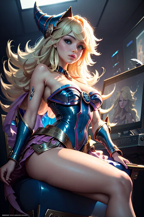 NSFW dark magician girl, glass cover, Upper part of the body, Side shot, Alternative color, Masterpiece, Detailed illustration, ...