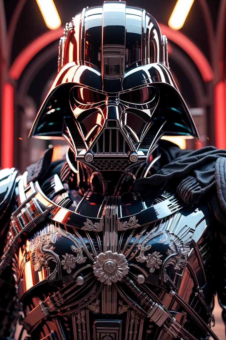 Imagine the Darth Vader GUNDAM in the style of Ultra HD animation (roman face plate)