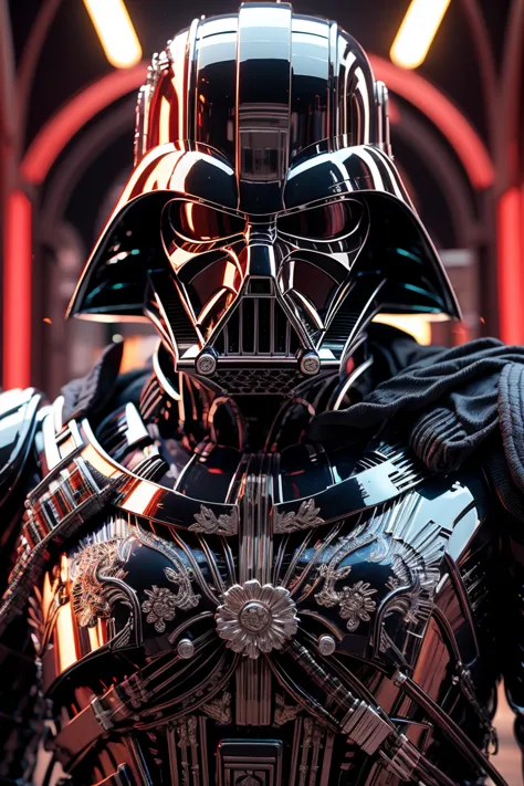 imagine the darth vader gundam in the style of ultra hd animation (roman face plate)