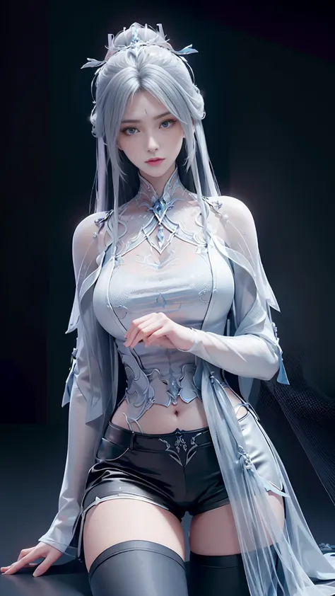 a white hair、Close-up of Miss wearing white mask, Beautiful character painting, Gu Weiss, Gurwitz-style artwork, White-haired go...