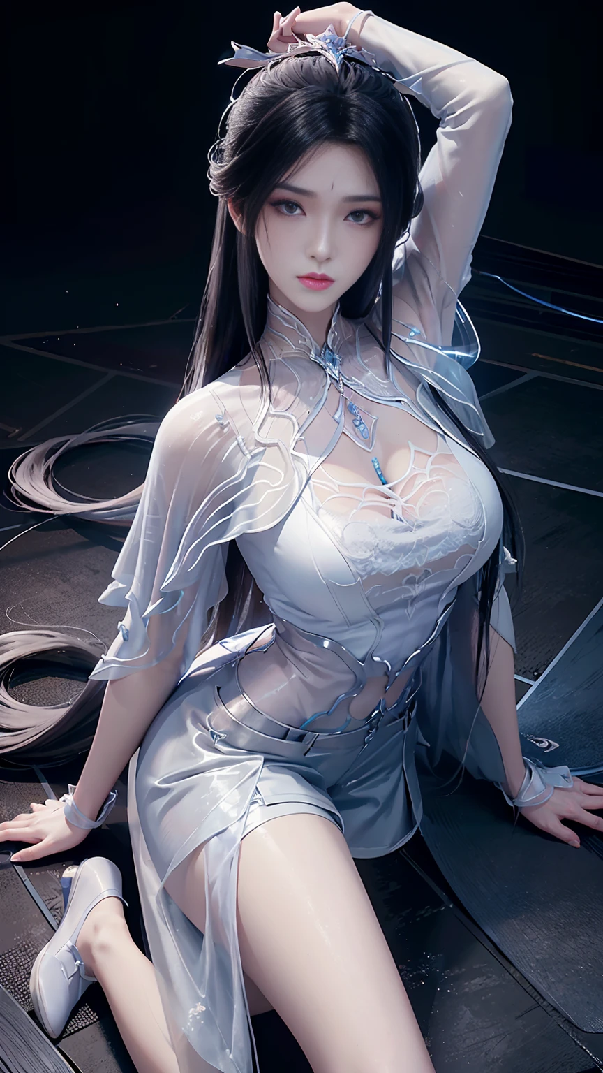 a black hair、Close-up of Miss wearing white mask, Beautiful character painting, Gu Weiss, Gurwitz-style artwork, Black-haired god, author：Yang Jie, Epic and beautiful character art, Stunning character art, author：Fan Qi, by Wuzhun Shifan, pixiv Art Street Guviz, Single ponytail, insult, High Ponytail, Tall and big, Long legs, (Sleeveless lace shirt), (shorts), (Striped )), ((Striped )), Walk, elegant, dignified, Miss, Beautiful curves, sweet smile, Strong sense of detail and layering, colour丰富绚丽, Has a unique texture, rich and colourful, colour, vivid, Design Art, 16K, Very detailed, {{illustration}}, {Extremely refined}, {Exquisite surface treatment}, Very detailed, Delicate and shining eyes, {{Light}}, Ultimate light effect, model: Realism, CFG size: 12, Laura: Bright texture (1.35), high quality, masterpiece, Exquisite facial features, Delicate hair depiction, Detailed depiction of the eyes, masterpiece, best quality, Light line tracing, Extremely detailed CG unified 8k wallpaper, masterpiece, best quality, (1 girl), Perfect Miss Body, (((Skinny white T-shirt))), beautiful eyes, (Delicate face), Black short hair, Tie your hair up, Light blue hairpin, Black silk frame glasses, in class, (White skin), (Optimal Lighting), (Super intricate details), 4K Unified, (Very detailed CG), Showing off her white legs, , Hot Pants, shorts,Sexy Long Legs, Thin waist, Sweat is running down my waist, Showing belly, Extremely detailed depiction, Pink Hair, Asymmetrical bangs, Transparent clothes, Hands on thighs, Move your eyes away, 8k resolution, Raise an eyebrow, Shiny hair, flower head, Wristband, bandage，Leather sexy pose, simple grey background, Crawl to the audience, Kitten pose, Get on all fours,