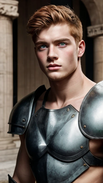 ภาพเหมือน, เด็กชาย 1 คน, อายุ 20 ปี, เกราะ, นักรบ, bbreastplate เกราะ, โรมโบราณ, หล่อ, โมเดลกรีก, เด็กชายขิง, หัวอ่าน, ผมแดง, เผือก, ผิวสีซีด, ตาสีเขียว, สมมาตร, มุ่งความสนใจไปที่เด็กชาย, ยิงปานกลาง, มองที่กล้อง, เนื้อฟิล์ม, เทพเจ้ากรีกรุ่นเยาว์, ความงาม, ก่อให้เกิด, ซุปเปอร์โมเดล, นักรบ, เทพเจ้ากรีกรุ่นเยาว์ ความงาม, เป็นตัวแทนของเทพเจ้ากรีก, รุ่งโรจน์, คู่บารมี, สุดยอด, ธรรมชาติ, ภาพศิลปะ, artistic ก่อให้เกิด, รางวัลภาพถ่าย, เหมือนจริง