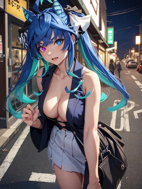 (masterpiece, best quality, high res、highly detailed cg: 1), a very aggressive streetwalker with vulgar and unrefined manners an...