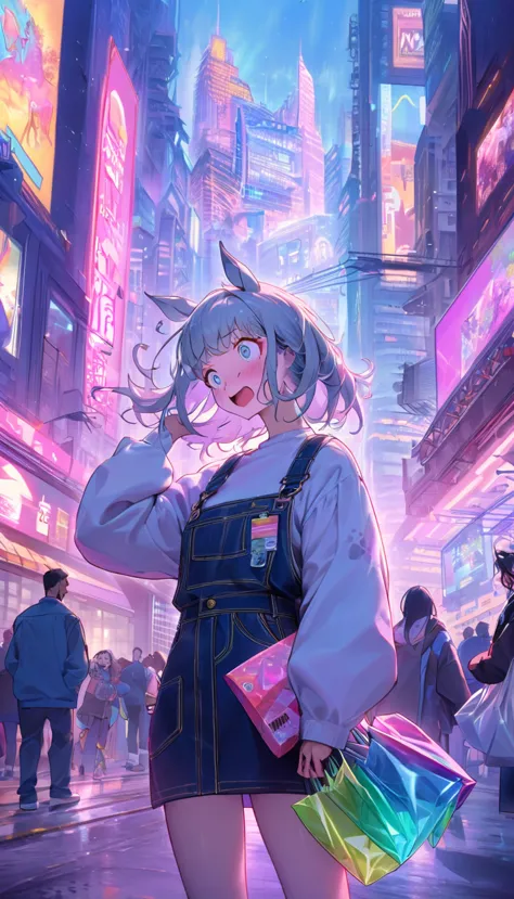 scene:

	•	setting: a bustling modern city with a cyberpunk twist. neon lights, towering skyscrapers, and futuristic advertiseme...