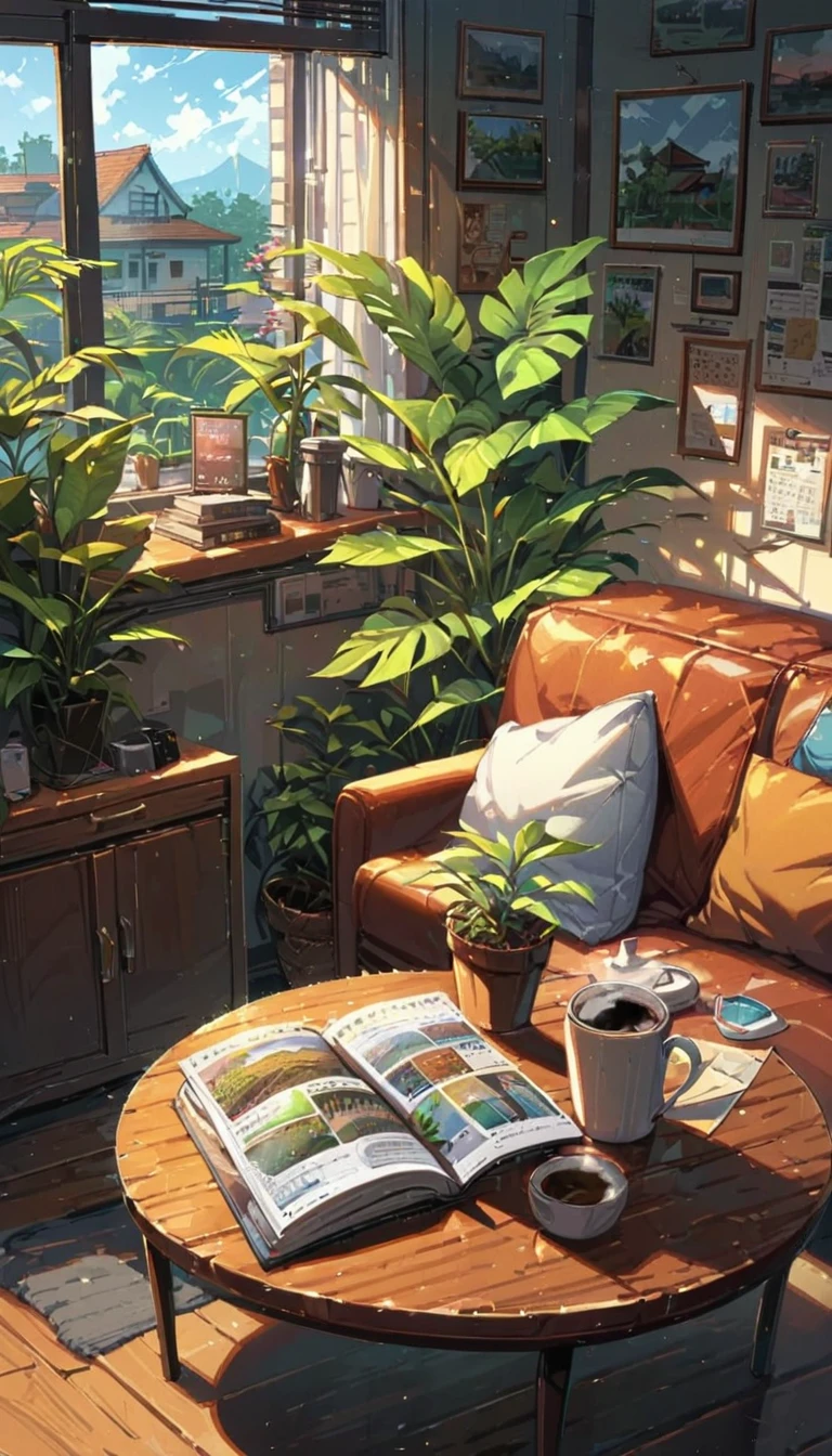 ((anime:1.4,illustration)),(masterpiece, top quality, best quality),(ultra-detailed, absolutely resolution),((16k, high res)), (((cafe, house plant, morning sky, book, coffee table, sofa)) ((cozy lofi illustration:1.4)), ((anime:1.4, illustration)),(masterpiece, top quality, best quality),(ultra-detailed, absolutely resolution),((16k, high res)) BREAK {lofi art, style of Laurie Greasley, style of Makoto Shinkai, anime aesthetic}, BREAK { (produces images with information than 40 million pixels with cinematic-like detailed textures shot on a Sony SLR).}
