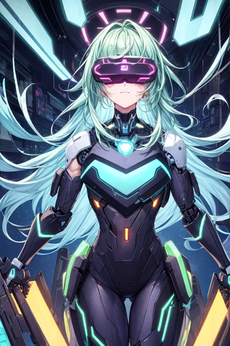 best quality, head-mounted display,
(1 boy), exposed waist, exposed thighs, surrounded by azure neon, floating azure hair, Nodes...