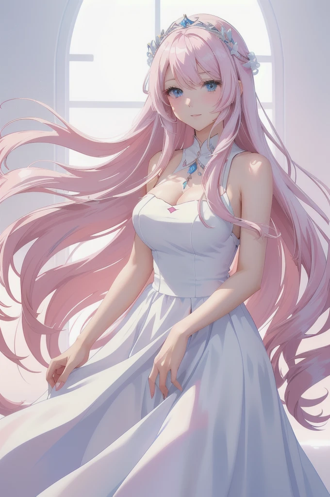 anime girl with long hair and white dress in a white room, anime goddess, cute anime waifu in a nice dress, beautiful anime girl, beautiful fantasy anime, anime girl with long hair, beautiful anime woman, anime fantasy artwork, beautiful alluring anime woman, ethereal anime, anime style 4 k, anime art wallpaper 8 k, beautiful anime artwork