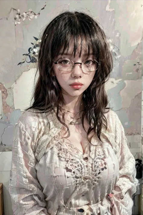 Un primer plano de una mujer With glasses y una blusa blanca, With glasses, korean girl, With glasses cuadradas, Beautiful young...