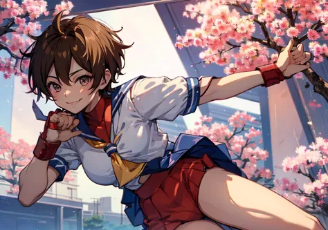 kasugano sakura, showing big ass, half naked, smiling. (((half naked)))