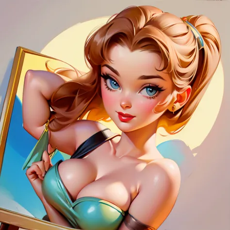 50s pinup model gil elvgren style, oil painting