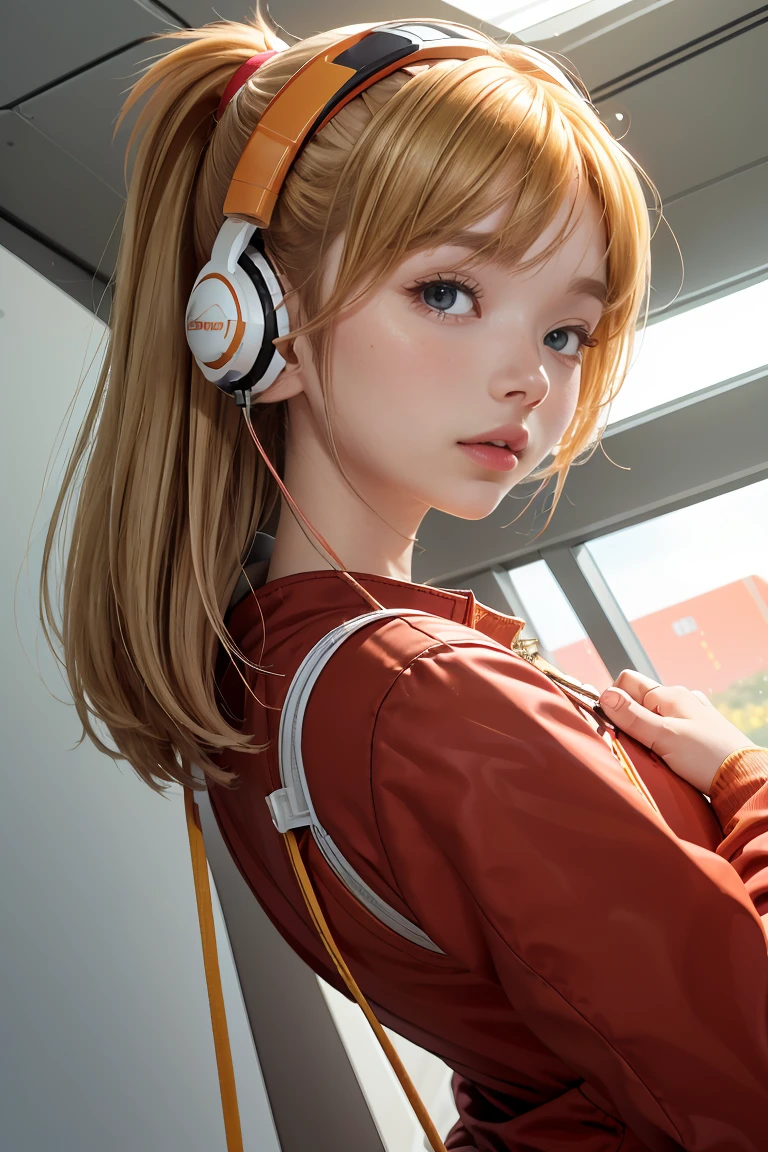 (aerial view),dynamic angle,ultra detali, illustration, close up, ever forward, 1 girl, 
 ((Souryu Asuka Langley, Interface Headset, Red Jumpsuit:1.4, blond)),Her eyes shone like dreamers stars,(glare eyes:1.233),(beautiful and detailed eyes:1.1),(unexpressive,cloused mouth),(standing), 
(mechanical room with tools and spaceship window on a white SPACESHIP),
(natta:1.2),dreamers, [[delicate fingers and hands:0.55]::0.85],(detail fingers),