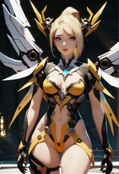 An attractive and very sexy woman(Mercy from Overwatch), intricate details  - SeaArt AI