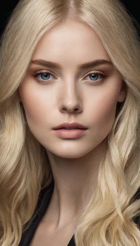 photography, detailed face, hyperrealism, high quality, intense light blonde hairintense light blonde, intense light blonde hair...