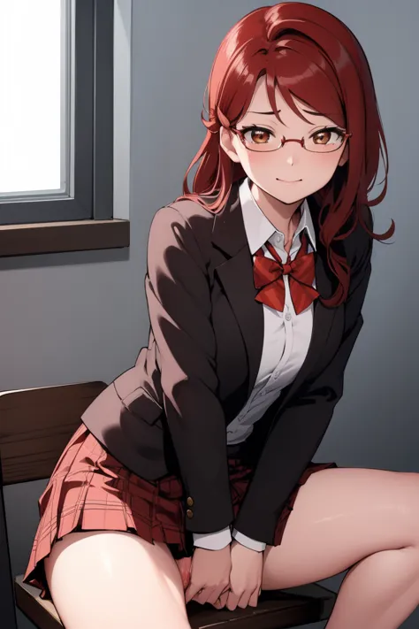 rikosakurauchi, riko sakurauchi, (brown eyes:1.5), hair between the eyes, by the wide, (red hair:1.5), (little mom:1.2), 
break ...