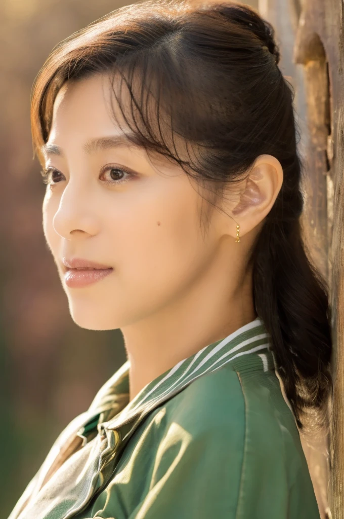 ((Highest quality)), ((masterpiece)), (detailed),Perfect Face,Japanese,landscape,Mature Woman,Upper Body