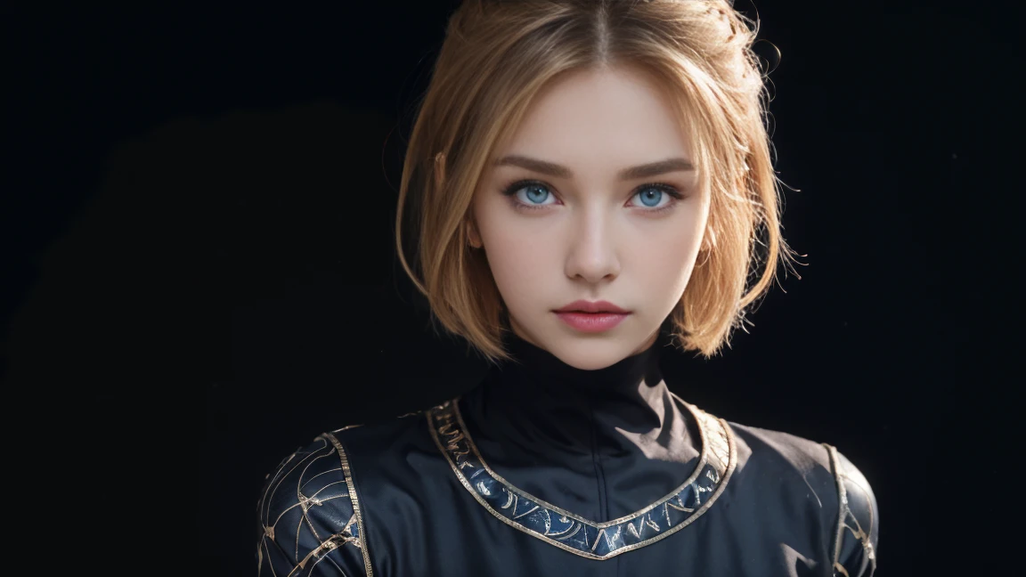 8k, Highest quality, Intricate details, Super detailed, Ultra-high resolution, masterpiece, Close-up shot, (whole body: 1.1), thin, smile, (compensate: 0.4), ((,)), (ふわふわのblue eyes: 1.21), (()), One girl, alone, 1 girl, ((Cammy White, Blonde, bangs, short hair, blue eyes, Antenna Hair, Abdominal muscles, Wounds on the cheeks )), Close-up shot, , ((expensive)), (((Healthy Body))), (((Slim face))), Sharp Face, (( )) , (Detailed face), Sharp Face, Small lips,  ((Abaya,)), , ((Abaya)), Detailed face, Detailed chest,((Abaya)) , ((Detailed nipples)), Detail ass, Tight waist, skinny, expensive , 175 cm expensive, Muscular, belly button, Exposing the abdomen, Pointed Chest,, Beautiful girl with accentuated slender Abdominal muscles: 1.4, シックスパックAbdominal muscles: 1.4, Breast Botox, big, Perfect body, Detailed legs, (( Dark Background)), Black background,