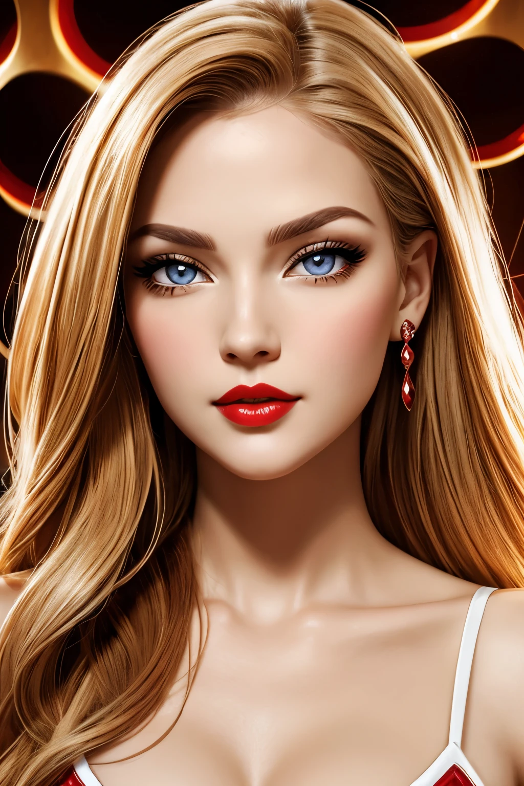 stylize 875 glass face of a beautiful and beautiful woman, white, beautiful, crimson lips, honey-colored eyes --chaos 40 --ar 9:16 --customize 2jmylxk