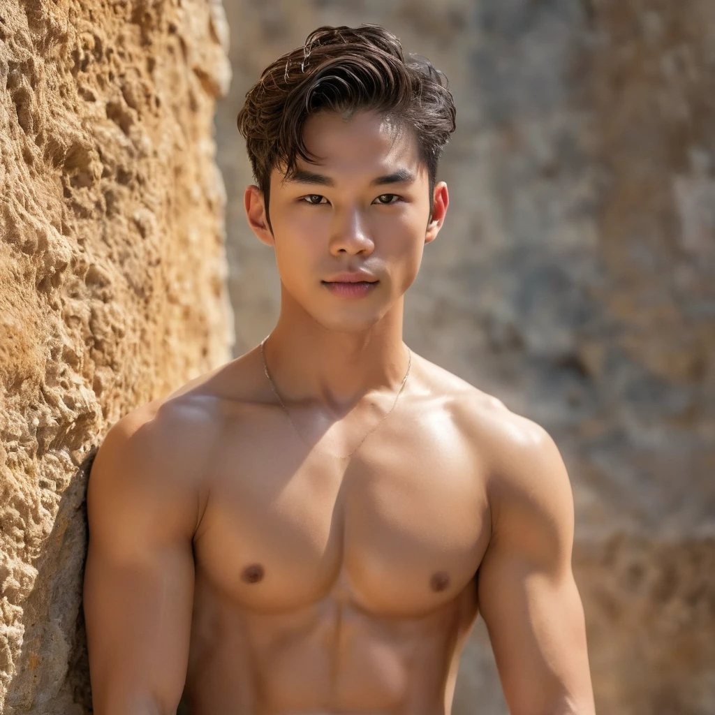 Realistic photography, 8k , handsome young skinny Mixed Asian man, wearing only very small transparent tiny low-cut thong covering half of his big hard cock, thick bulge, with a slight off-center placement to draw the eye towards him while still incorporating of hot spring background. (Full body photo), Proudly showing off almost naked body, masterpiece, detailed face, detailed eyes, sexy, beautiful abdomen and beautiful smooth legs and a detailed big hard bulge, expression of ecstasy, exciting, detailed eyes and lips, Image quality is of the highest standard, with ultra-detailed features and a realistic appearance, enhancing the overall aesthetic. The lighting is soft and natural, casting a soft glow on the boy, The photograph is taken with a Canon EOS R6 camera using an 85mm f/1.8 lens at an f/2.2 aperture, Employing shadows enhances his features and adds depth to the composition. The careful layering and arrangement of his body parts and surrounding objects ensure a flawless composition. This masterpiece celebrates the beauty of the male form and invites viewers to immerse themselves in a world of sophistication and charm. The seductive lighting and intricate details, combined with a dramatic composition, invite viewers to revel in the essence of a fun-filled day, brimming with joy and relaxation. Attention is meticulously paid to the layers and arrangement of his body parts and surrounding objects, ensuring correct body structure and photo distance, The romantic atmosphere, paired with a lively and extremely gorgeous background, enhances the overall allure of this exquisite image.