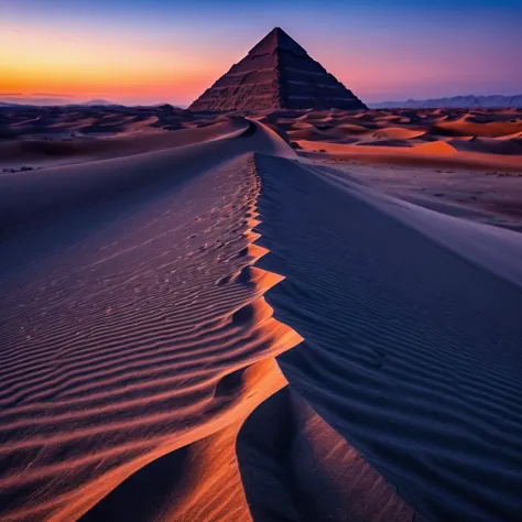 (realist) (masterpiece) (photography) (ultra definition) foreground a vast desert with beautiful dunes which have different size...