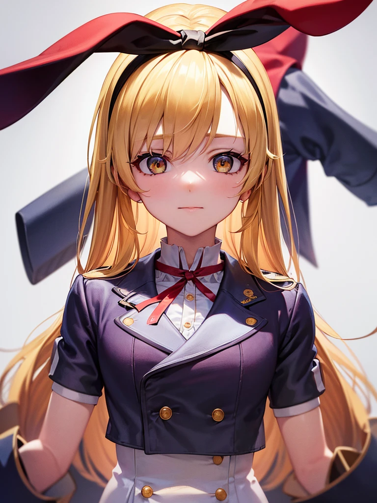 (masterpiece, best quality, highly detailed, ultra detailed, high resolution, absurdres, 4K, 8K:1.2), 
BREAK,shimakaze uniform:1.5, 10 years GIRL,Blonde_HAIR,(RED Ribbon on HAIRband:1.2)