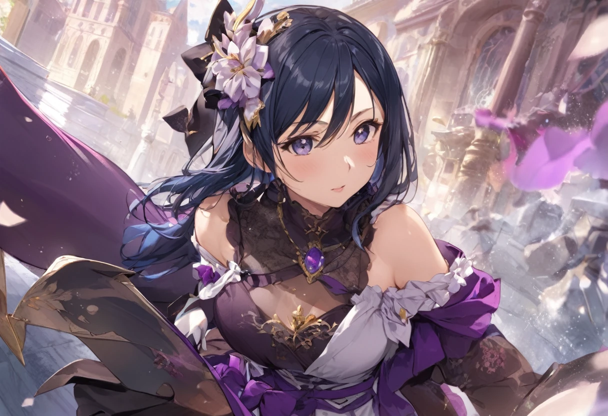 Love Live adult Kanan Matsuura, masterpiece, highest quality, gloss, clothing random, sensitive, beautiful background, transformed into an ally of justice