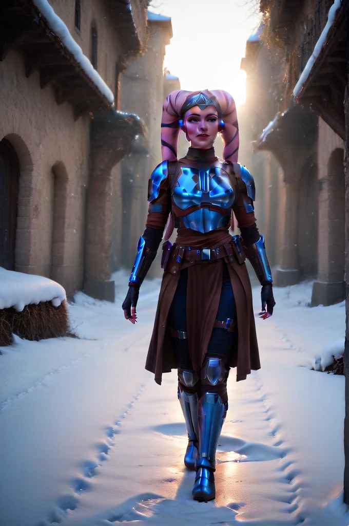 A ((fAll body)) ((femAle twi'lek ))mAndAloriAn,wAlking on snow, beAutiful detAiled eyes, beAutiful detAiled lips, extremely detAiled fAce, long eyelAshes, mAndAloriAn Armor, 科幻, cinemAtic lighting, drAmAtic, 史詩, intricAte detAils, hyper-reAlistic, 8K, high-quAlity, photoreAlistic
