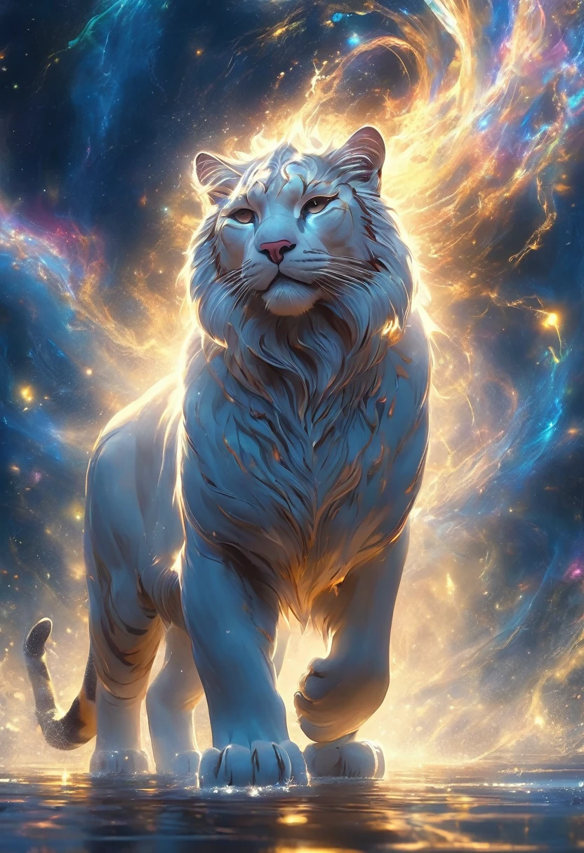 Highest quality, Highest quality, 16K, Unbelievably absurd, Very detailed, delicate and dynamic, Natural light, The particles reflect light, Diffuse reflection of light, Vortex of Light, magical, spooky, super big cat, god of cats