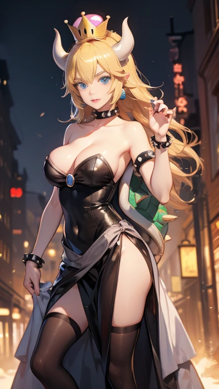 Bowsette has large breasts showing 