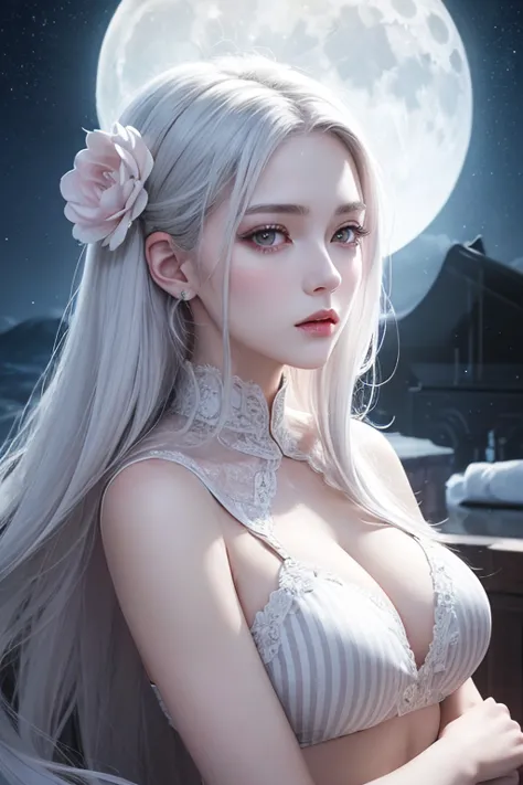 masterpiece, Awesome girl, Night moon Full moon, 1 female, Mature Woman, younger sister, Royal younger sister, Cold Face, Expres...