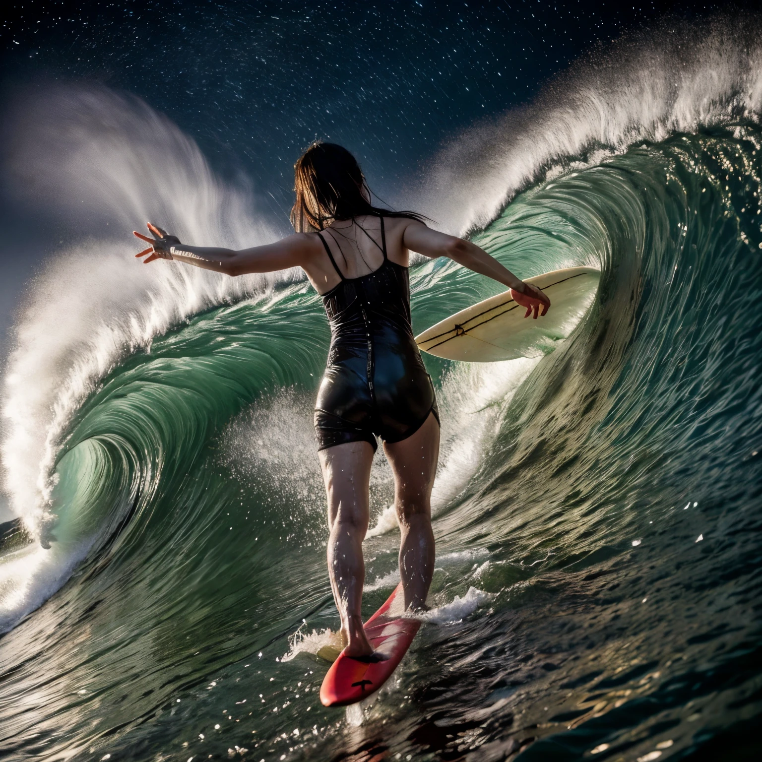 (ZoomedOut:1.28, Wide-shot) ZoomLayer (Epic photo of surfer magazine:1.37). (Full of Water, Everything Wetted:1.4) WetHair (extremely detailed Cute Girl in RED)(SparklingHighlights:1.28), Dynamic Joyful Expressions LifeLike Rendering (ManoErina:1.0) . Overflowing Gigantic Sideboob (Clearly Visible Beautiful Breast to Buttocks Line) Tiny and Roundly Butt, Detailed wet clothing texture, (Sloppy Surfboard:-1.2) Riding on waves, Sparkling water, TyndallEffect(Starry Water Particles:1.32), Whole Body proportions and all limbs are anatomically accurate