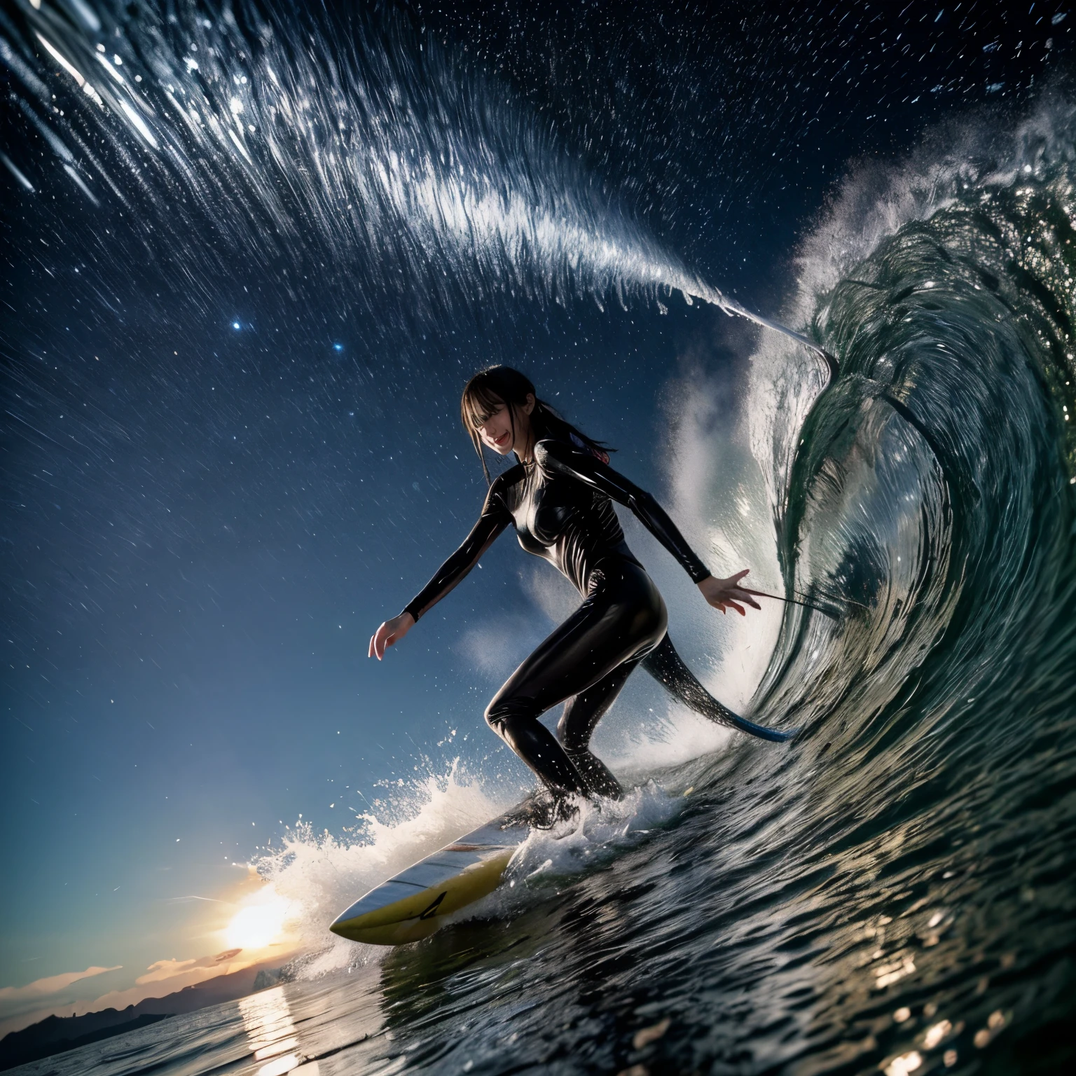 (ZoomedOut:1.28, Wide-shot) ZoomLayer (Epic photo of surfer magazine:1.37). (Full of Water, Everything Wetted:1.4) WetHair (extremely detailed Cute Girl in RED)(SparklingHighlights:1.28), Dynamic Joyful Expressions LifeLike Rendering (ManoErina:1.0) . Overflowing Gigantic Sideboob (Clearly Visible Beautiful Breast to Buttocks Line) Tiny and Roundly Butt, Detailed wet clothing texture, (Sloppy Surfboard:-1.2) Riding on waves, Sparkling water, TyndallEffect(Starry Water Particles:1.32), Whole Body proportions and all limbs are anatomically accurate