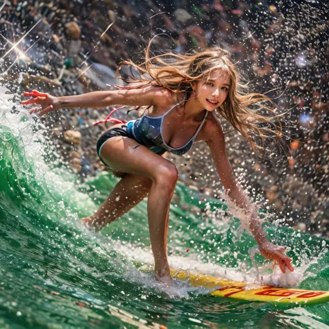 (zoomedout:1.28, wide-shot) zoomlayer (epic photo of surfer magazine:1.37). (full of water, everything wetted:1.4) wethair (extr...