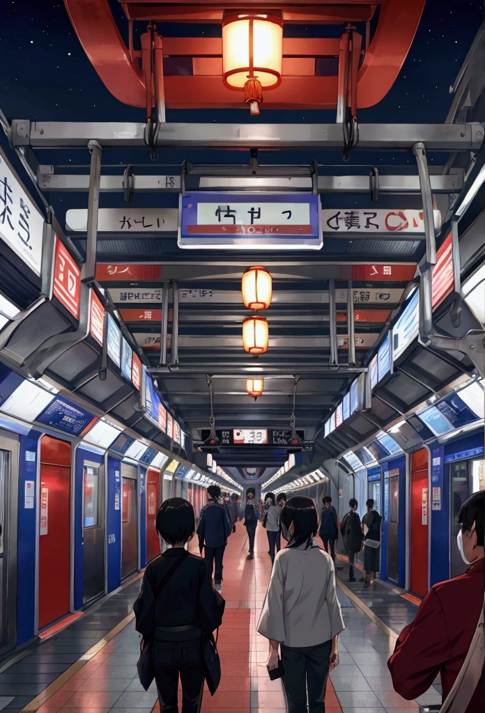 Japanese metro station on night