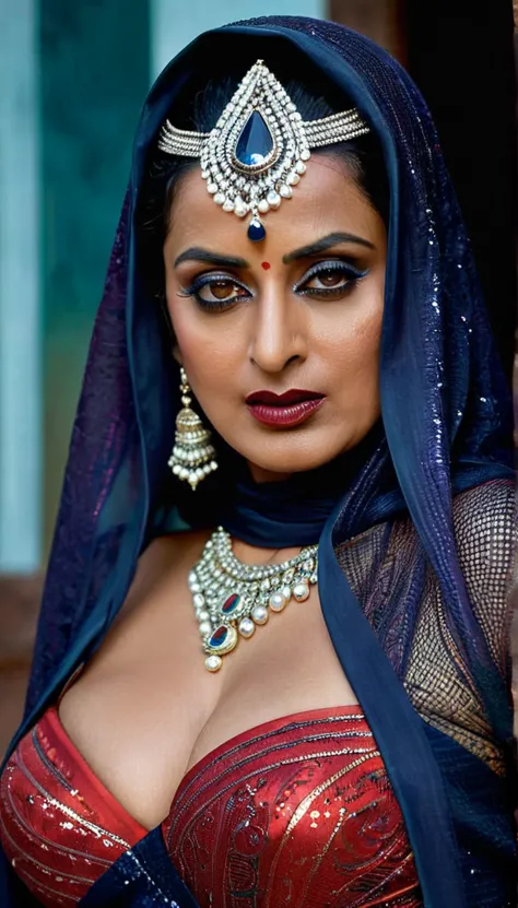 indian mom, looks like mahie gill, full body closeup shot, big chubby aunty, milf, cougar lady witch, horny gothic milf,  70 yea...