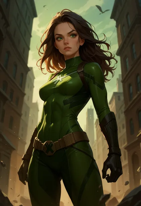 x-23, marvel, 1girl, black_hair, green_eyes, rating_safe, standing,