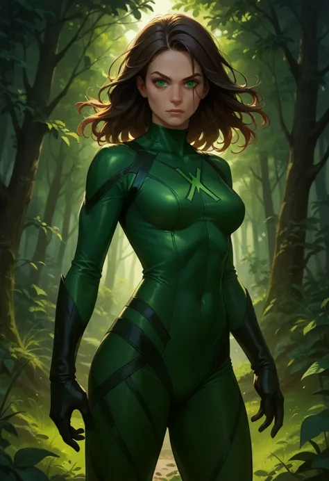 x-23, marvel, 1girl, black_hair, green_eyes, rating_safe, standing,