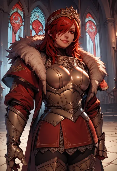 score_9,score_8_up,score_7_up,
hildexl,red hair,lips,hair over one eye,red eyes,mole under mouth,
armor,gauntlets,fur trim,breas...