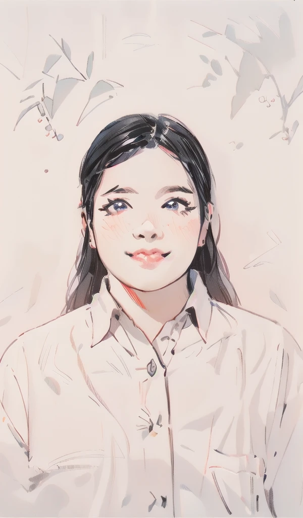 sam yang style (best quality:1.1), perfect anime illustration, detailed eyes, detailed face, a girl with black hair wearing white shirt, character design, rossdraws global illumination, sots art, Artgerm, crayon texture, sketch, painting