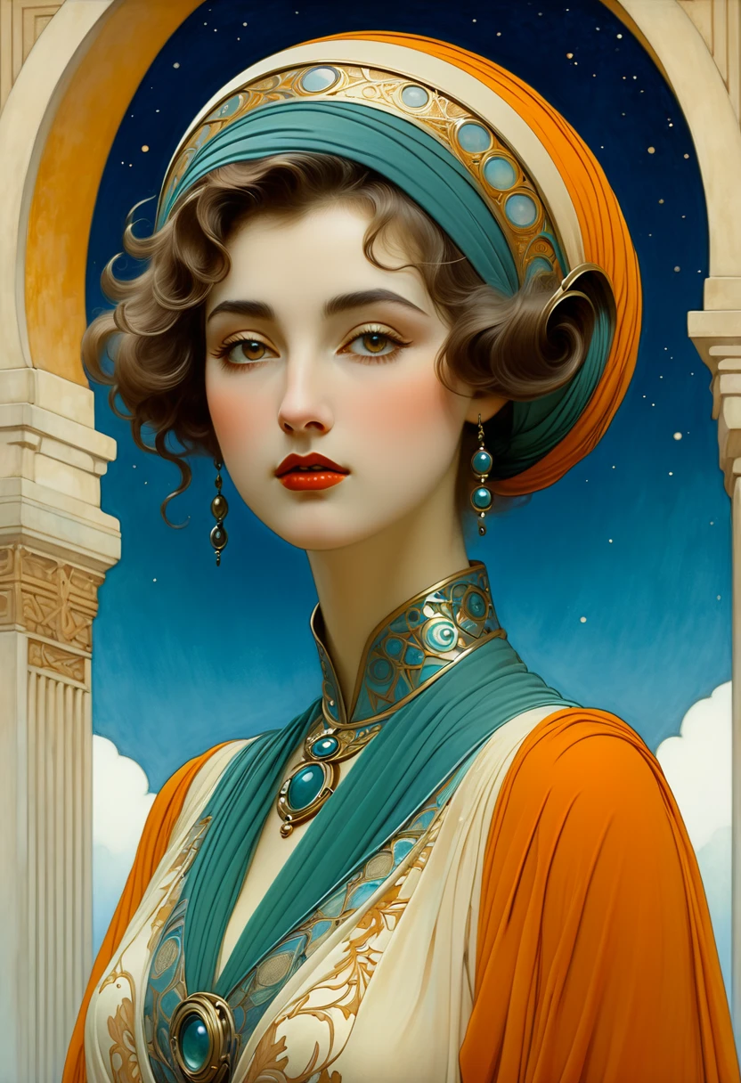 Beautiful neofuturistic woman,Same Ol’ Mistakes, high resolution detailed artstation painting by edmund dulac, Frederic Leighton --ar 2:3