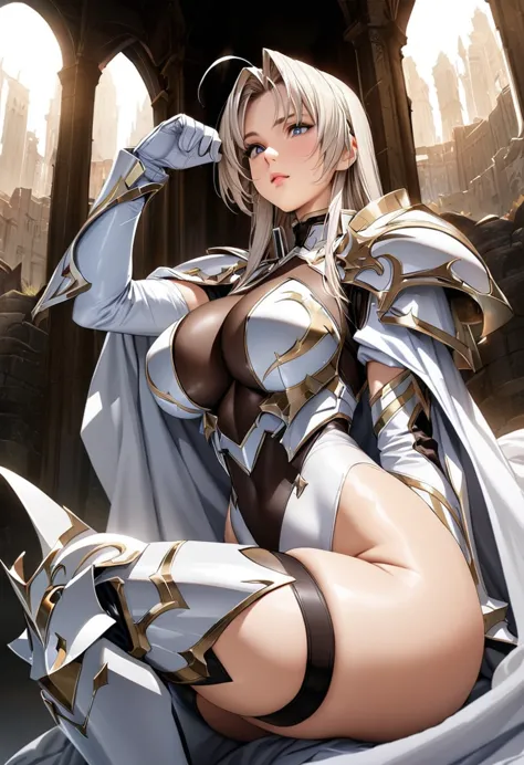 ((highest quality)), ((masterpiece)), ((hyperrealistic)), (detailed background), 1girl, ((curvy: 1.2)), perfect face, langrisser...