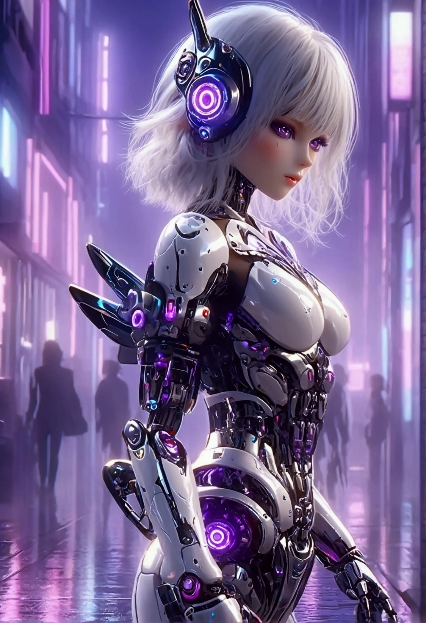 highest quality、master piece、超a high resolution、(photoreal:1.4)、raw photo、combat robot angel、white porcelain body、acrylic transp...