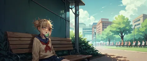 himiko toga being fucked on a public park bench