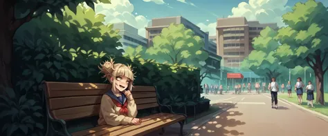 himiko toga being fucked on a public park bench