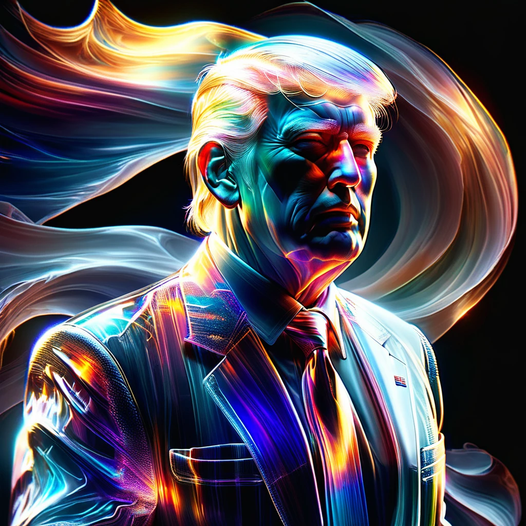 hyper detailed masterpiece, dynamic realistic digital art, incredible quality,transparentes,   Donald Trump, united states flag