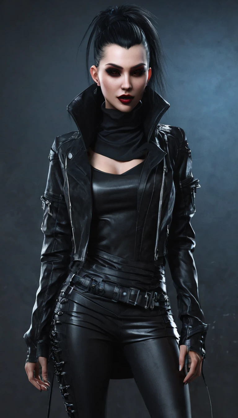 Create a full body mans character and clothing items from vampire clans in modern times and create modern and cyberpunk fashion. Front, side and backCreate a full body female character and clothing items from vampire clans in modern times and create modern and cyberpunk fashion. Front, side and back