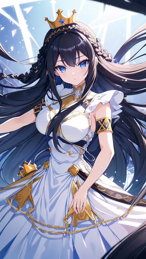 best quality, extremely detailed,anime style girl,long hair down to the waist, straight hair, ((dark black hair with bluish)),((...