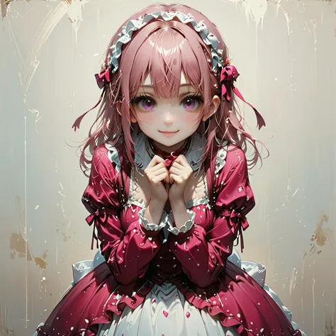 ideal beautiful girl、archangel、smile、very cute pink lolita dress、cute pose